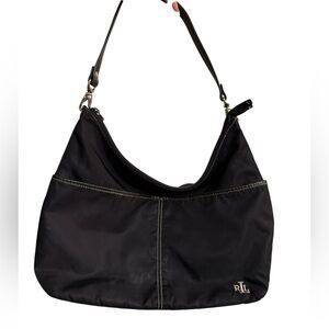 Lauren Ralph Lauren Women’s Black Nylon and Leather Hobo Shoulder Bag